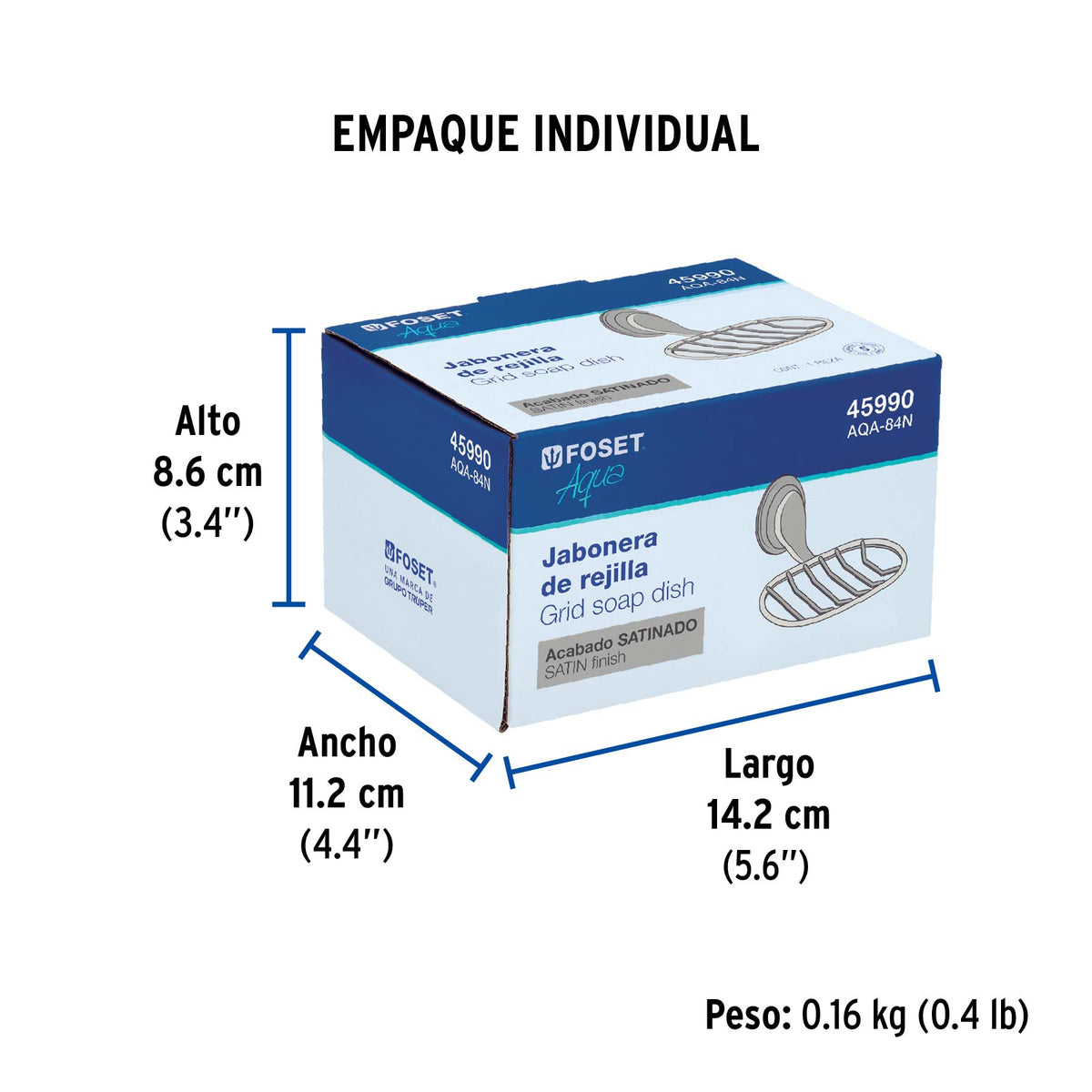 Jabonera de rejilla, níquel satín, FOSET AQUA