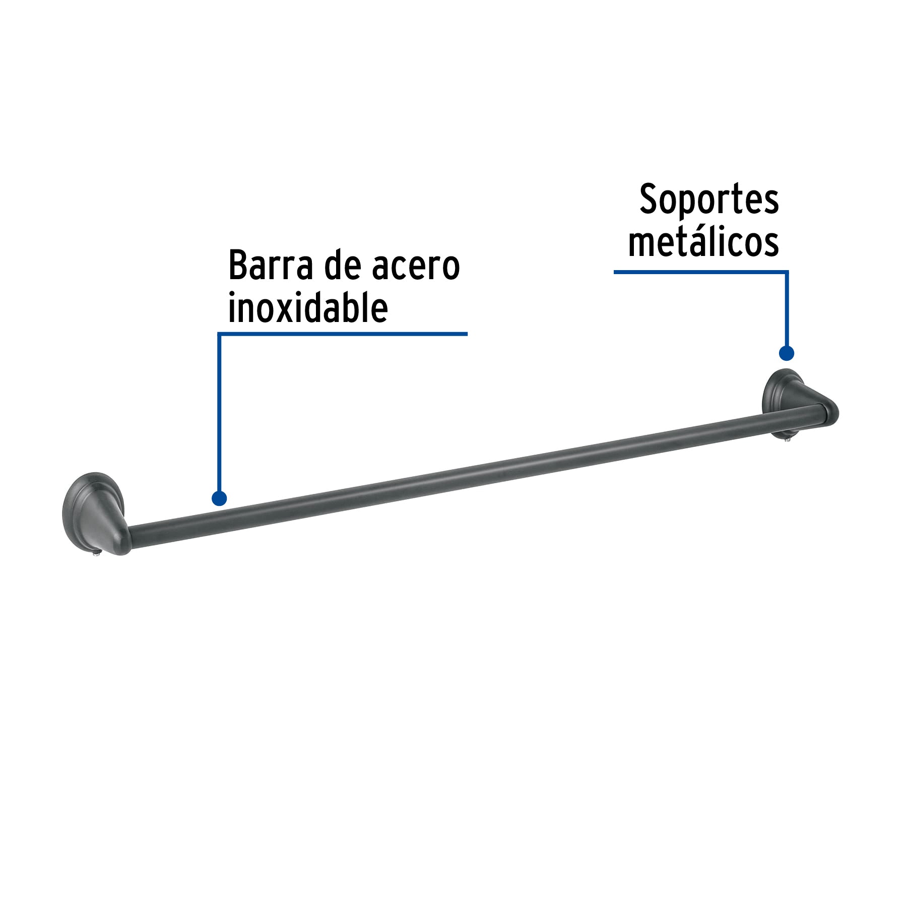 Toallero de barra largo, negro, FOSET AQUA