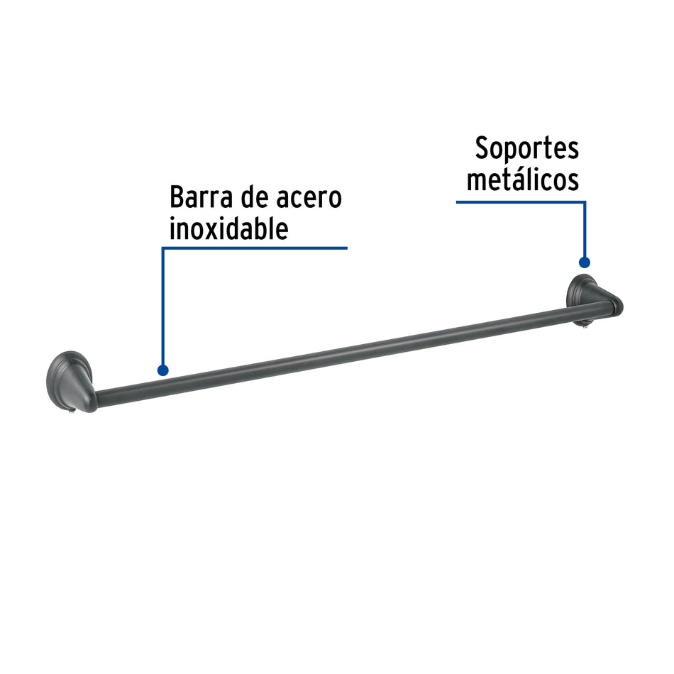 Toallero de barra largo, negro, FOSET AQUA