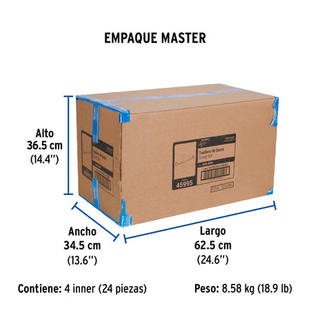 Toallero de barra largo, negro, FOSET AQUA