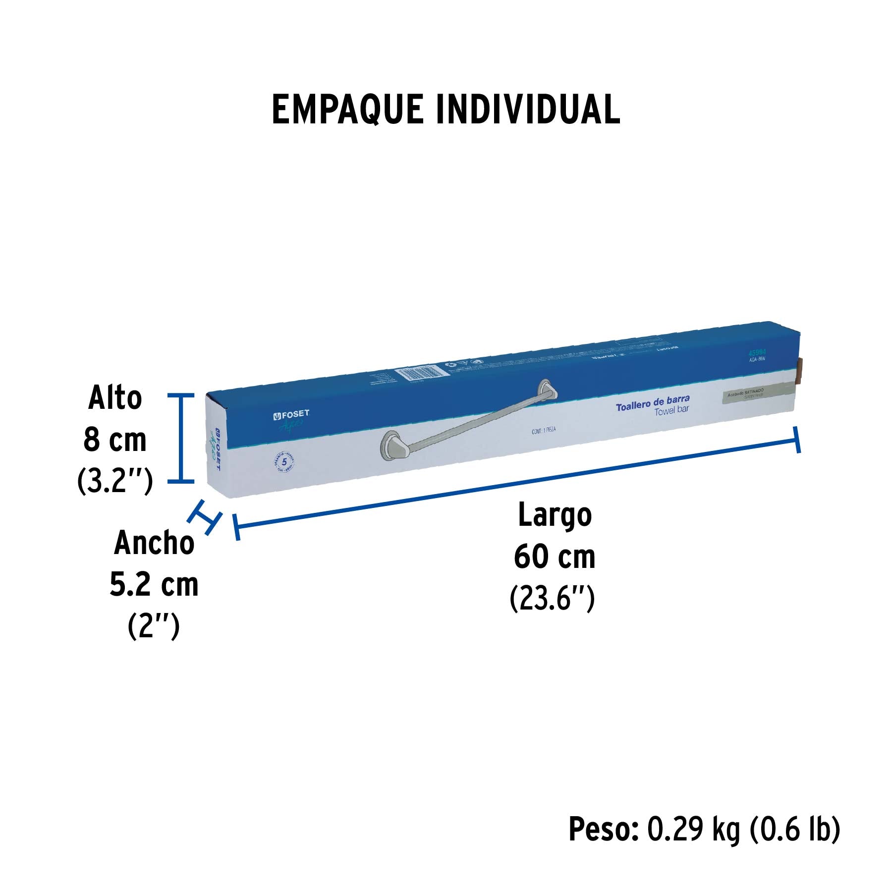 Toallero de barra largo niquel satin FOSET AQUA