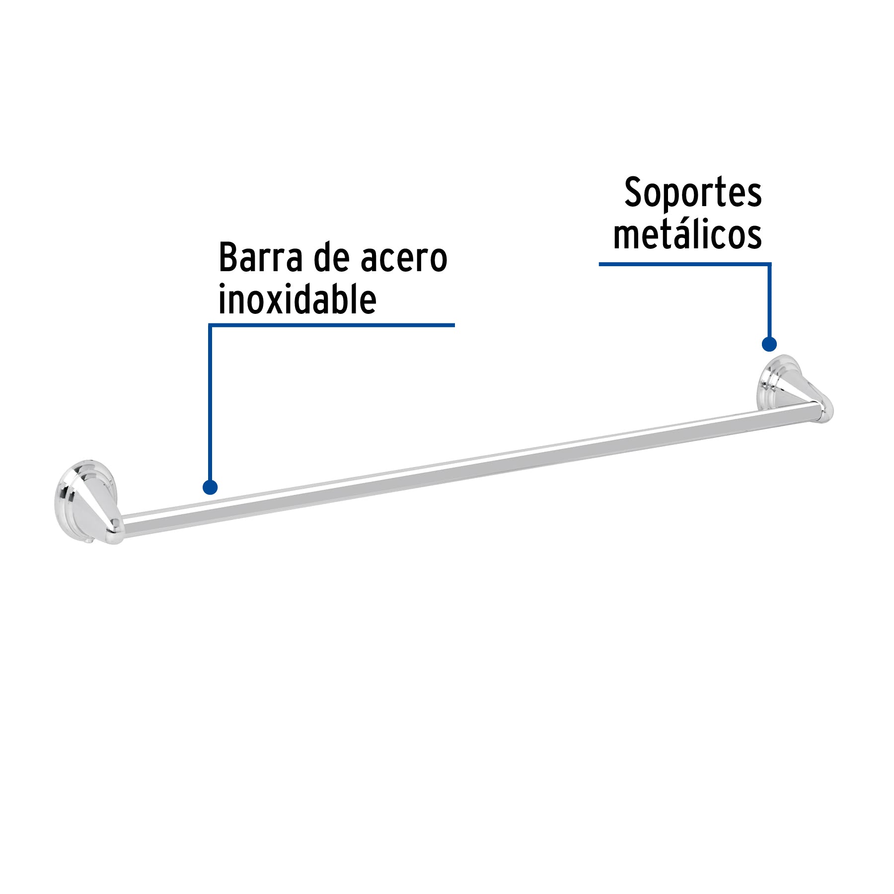 Toallero de barra largo cromo FOSET AQUA