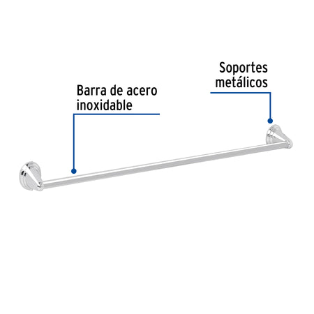 Toallero de barra largo cromo FOSET AQUA