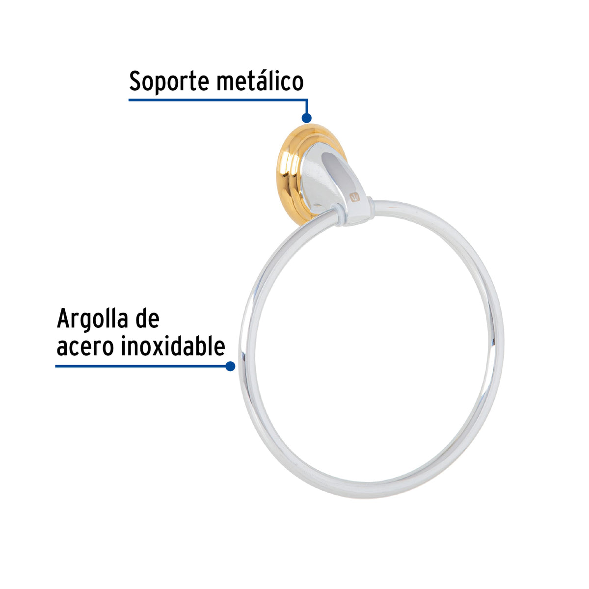 Toallero de argolla, cromo-oro, FOSET AQUA