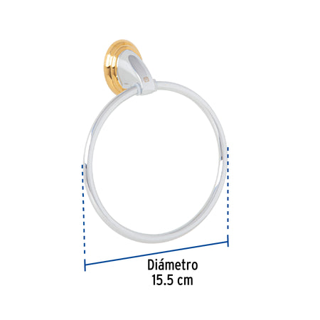 Toallero de argolla, cromo-oro, FOSET AQUA