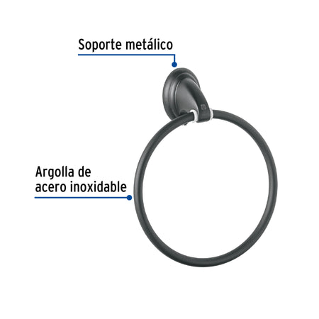 Toallero de argolla negro FOSET AQUA