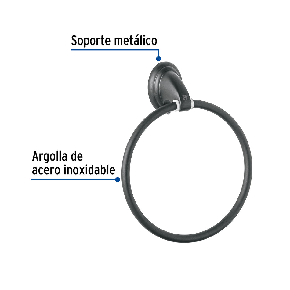 Toallero de argolla negro FOSET AQUA