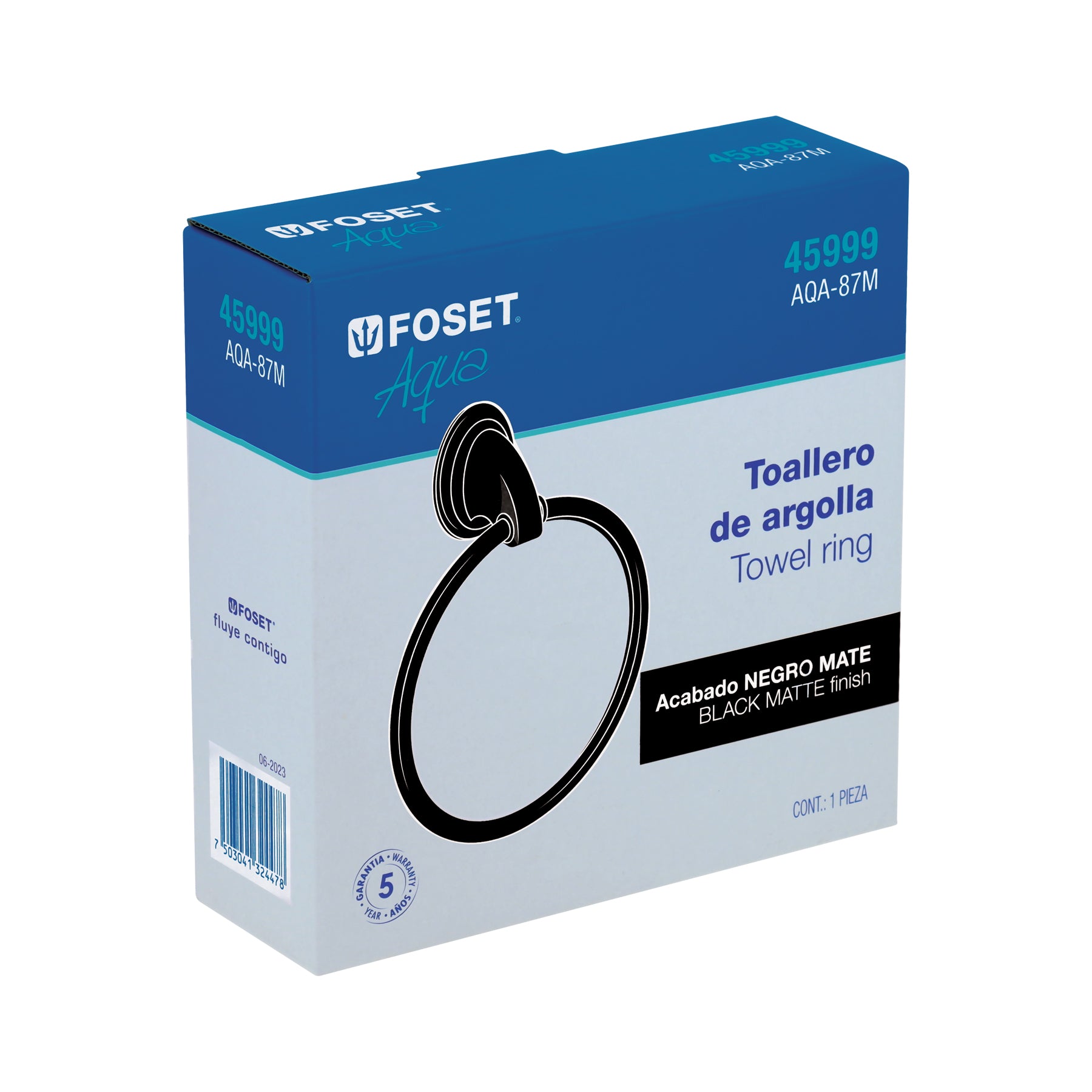 Toallero de argolla negro FOSET AQUA