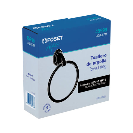 Toallero de argolla negro FOSET AQUA