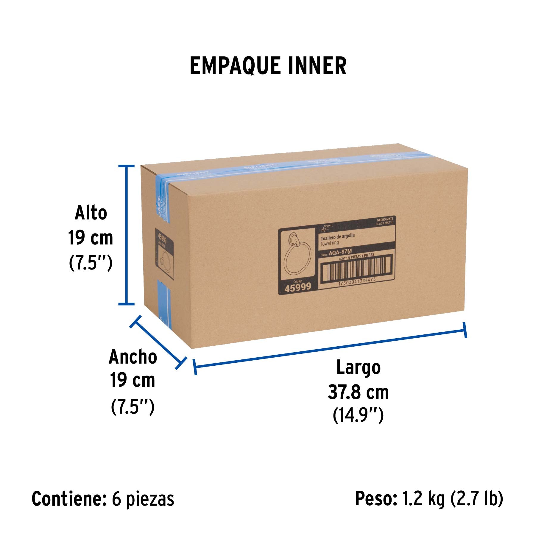 Toallero de argolla negro FOSET AQUA