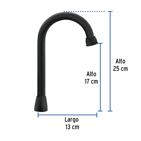 Cuello tipo bar para mezcladora de lavabo, negro mate, AQUA negro, mate