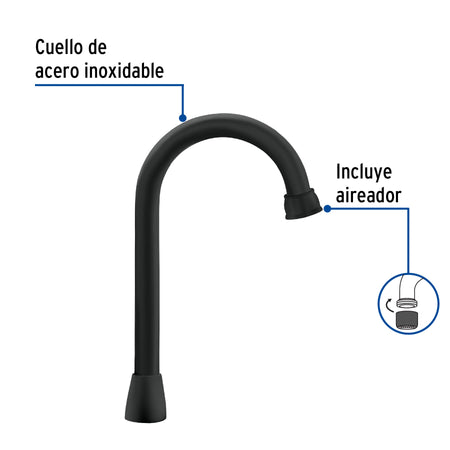 Cuello tipo bar para mezcladora de lavabo, negro mate, AQUA negro, mate