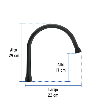 Cuello largo para mezcladora de fregadero, negro mate, AQUA negro, mate