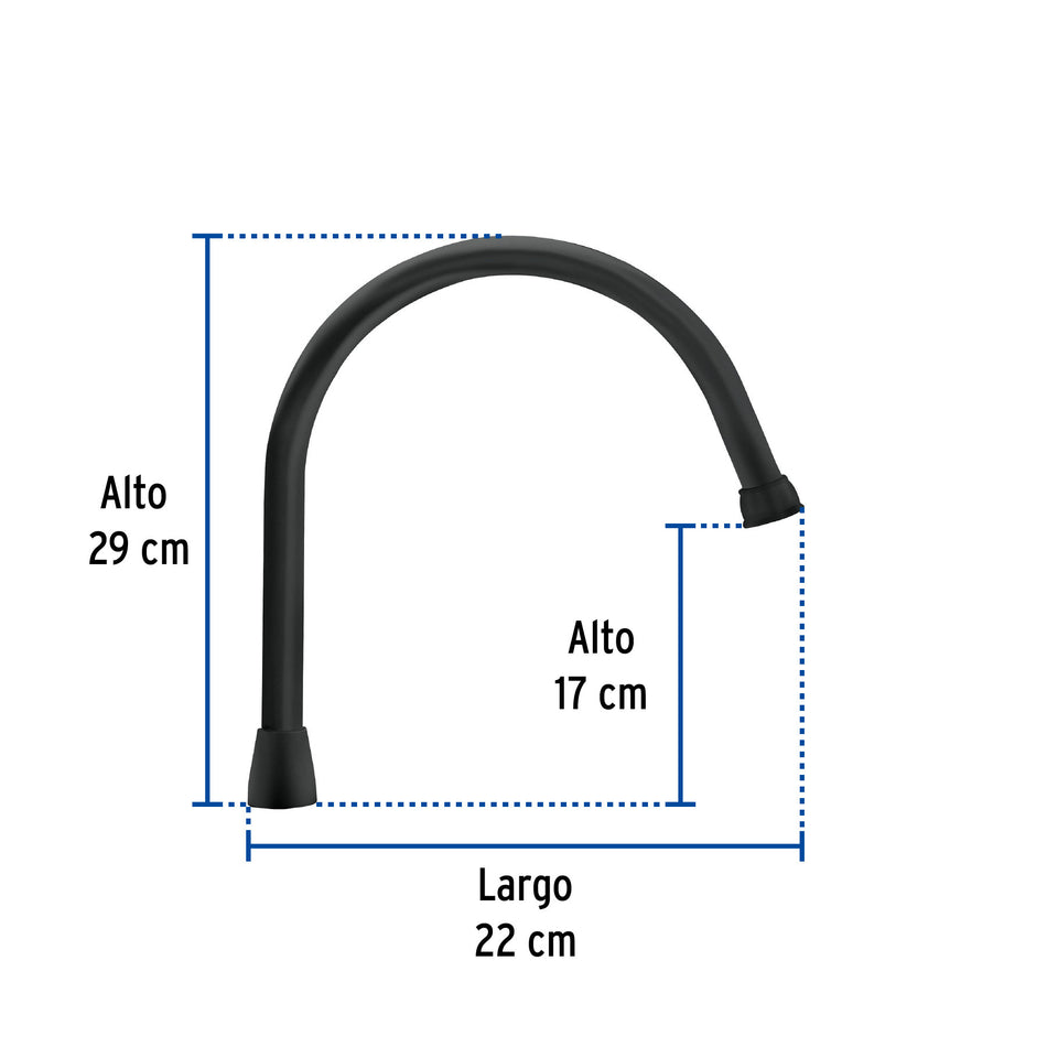 Cuello largo para mezcladora de fregadero, negro mate, AQUA negro, mate