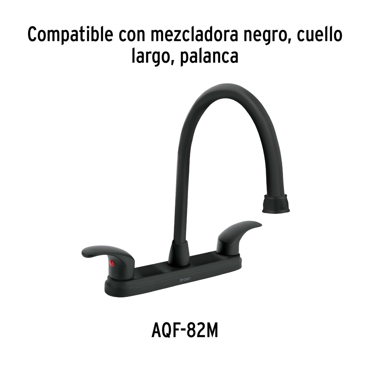 Cuello largo para mezcladora de fregadero, negro mate, AQUA negro, mate
