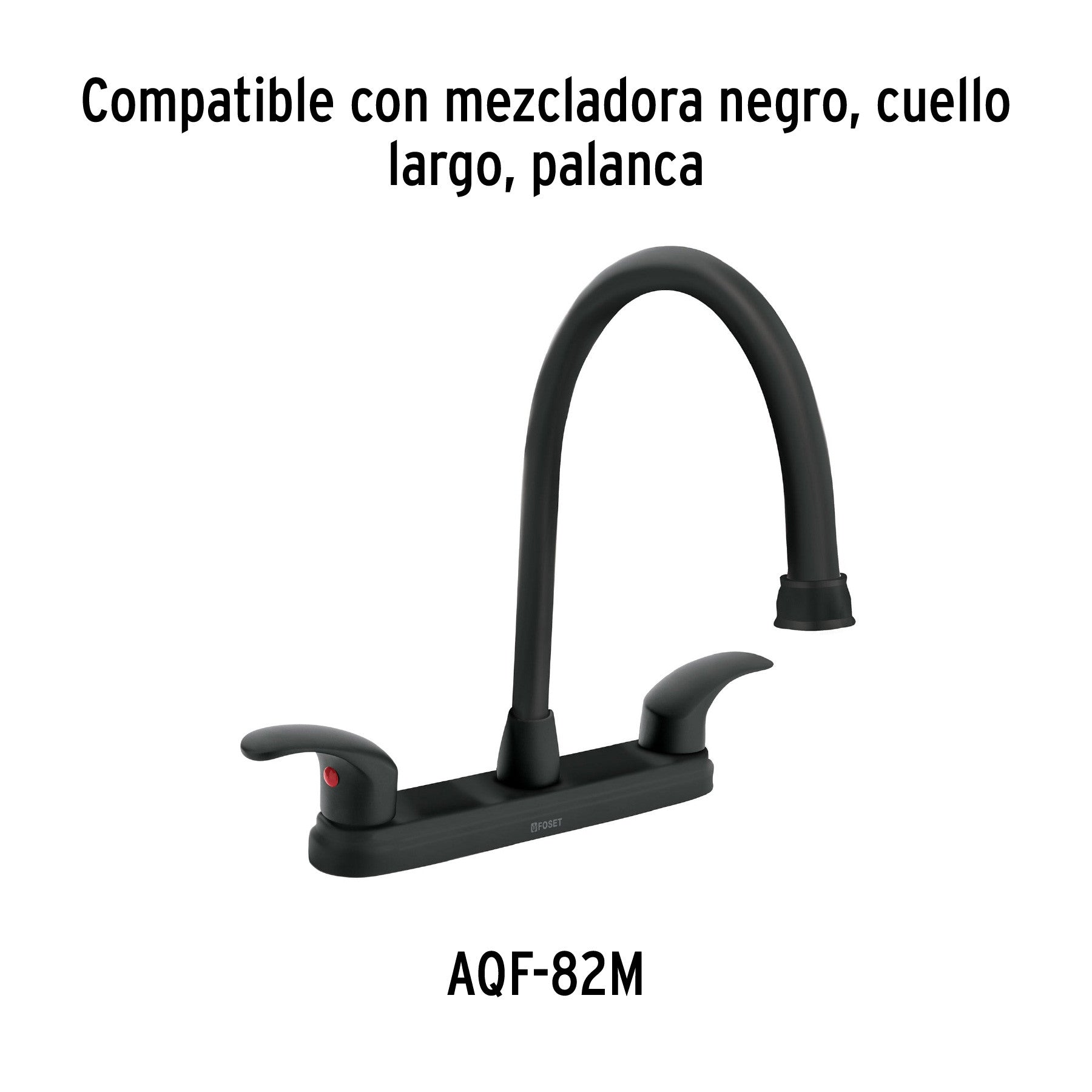 Cuello largo para mezcladora de fregadero, negro mate, AQUA negro, mate