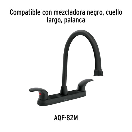 Cuello largo para mezcladora de fregadero, negro mate, AQUA negro, mate