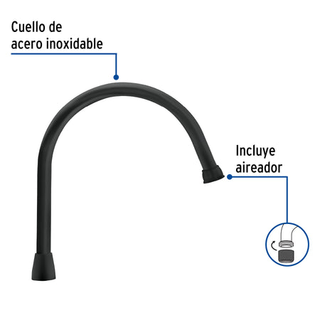 Cuello largo para mezcladora de fregadero, negro mate, AQUA negro, mate