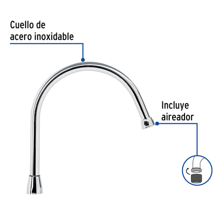 Cuello largo para mezcladora de fregadero, cromo, AQUA