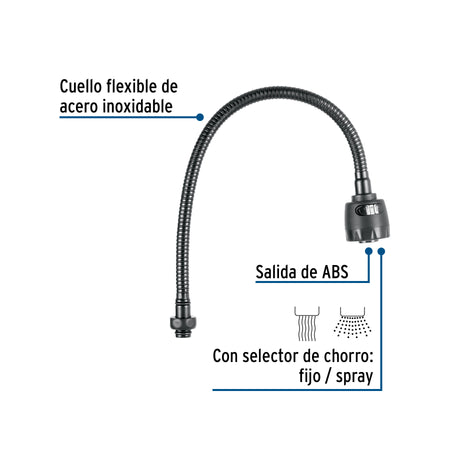 Cuello flexible para mezcladora de fregadero, negro, AQUA negro