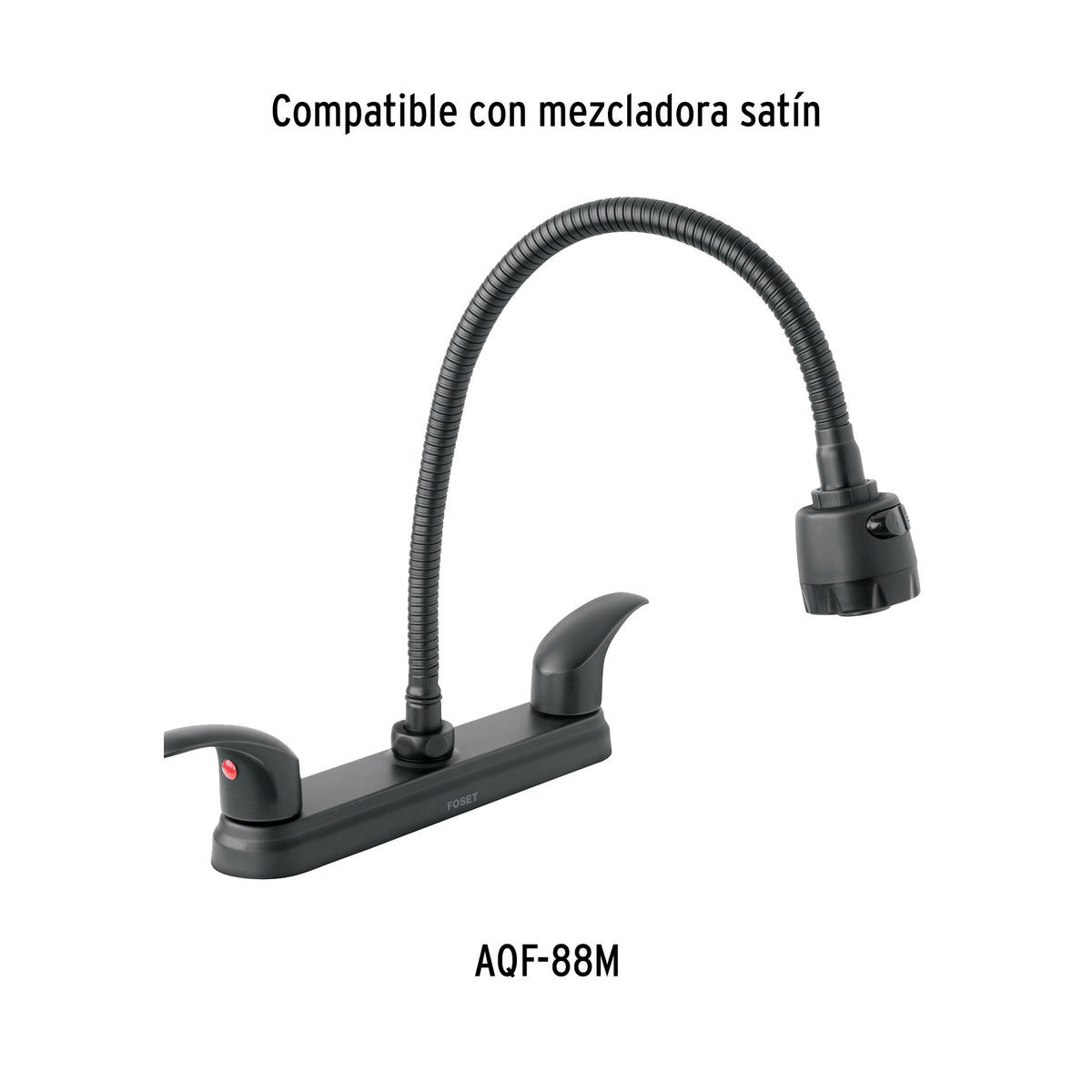 Cuello flexible para mezcladora de fregadero, negro, AQUA negro