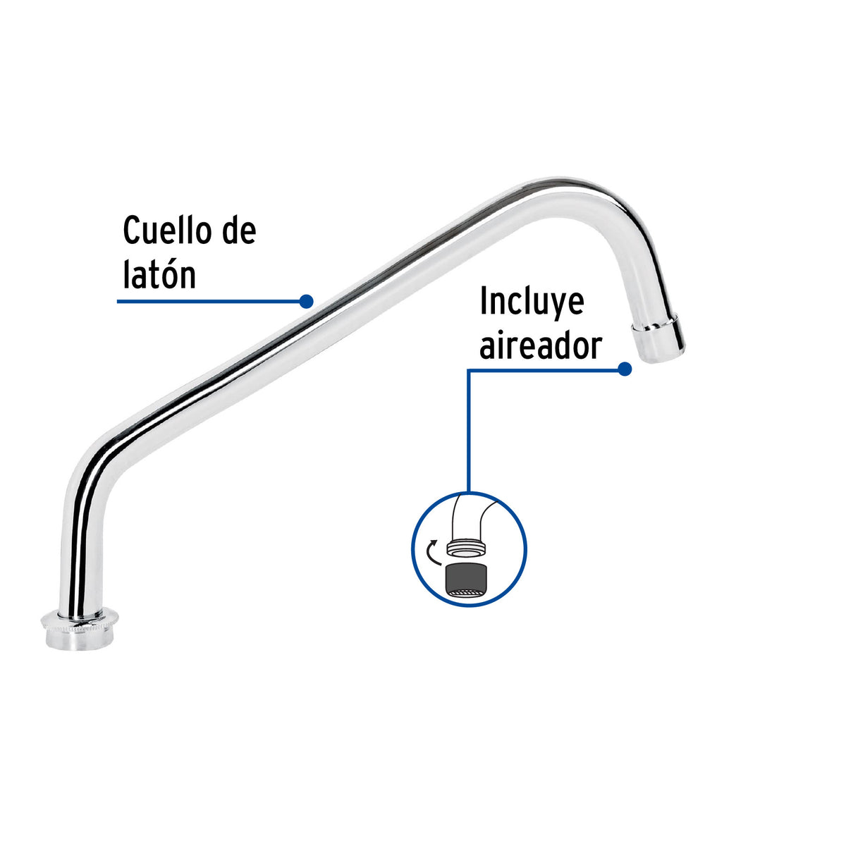Cuello estándar para mezcladora de fregadero, cromo, AQUA