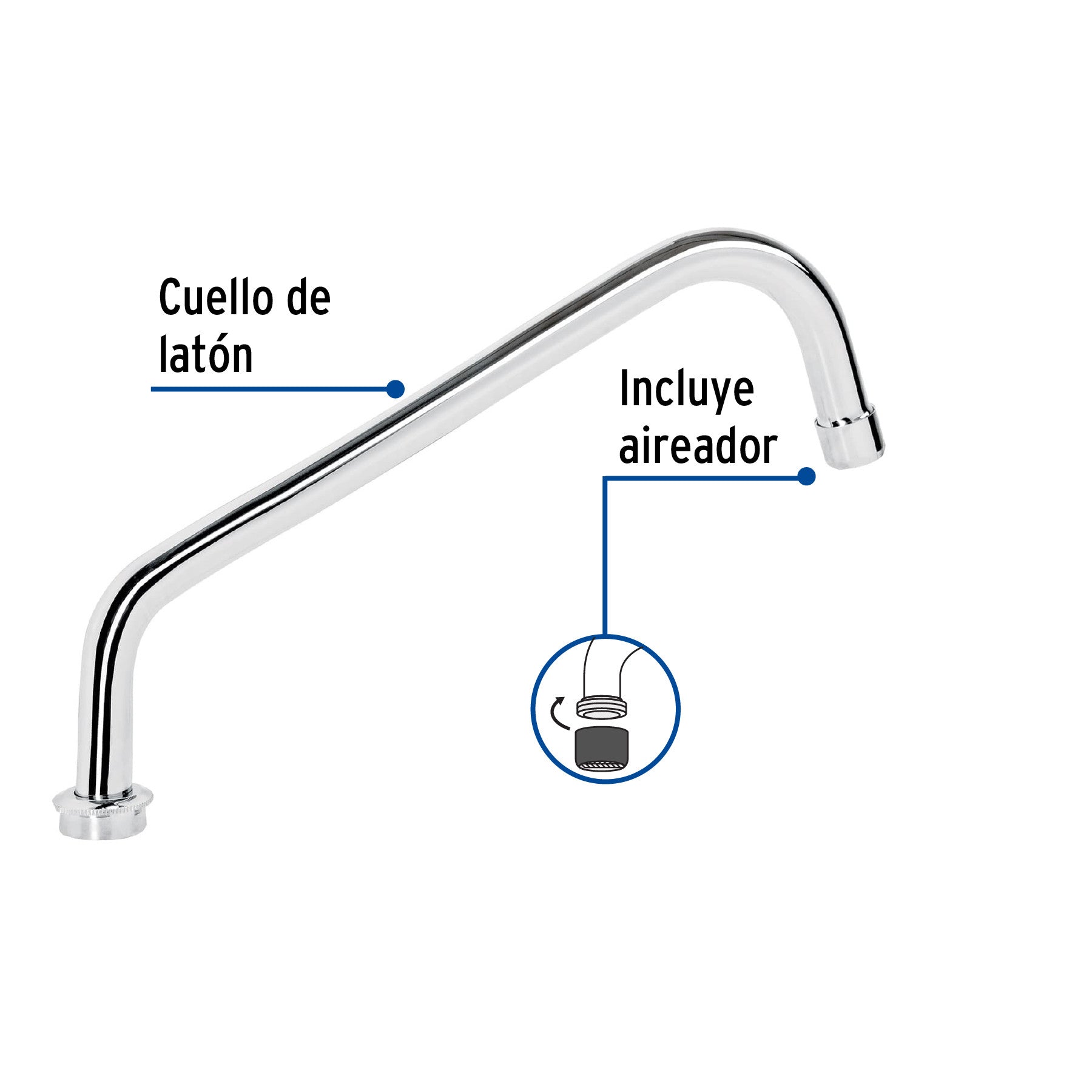 Cuello estándar para mezcladora de fregadero, cromo, AQUA