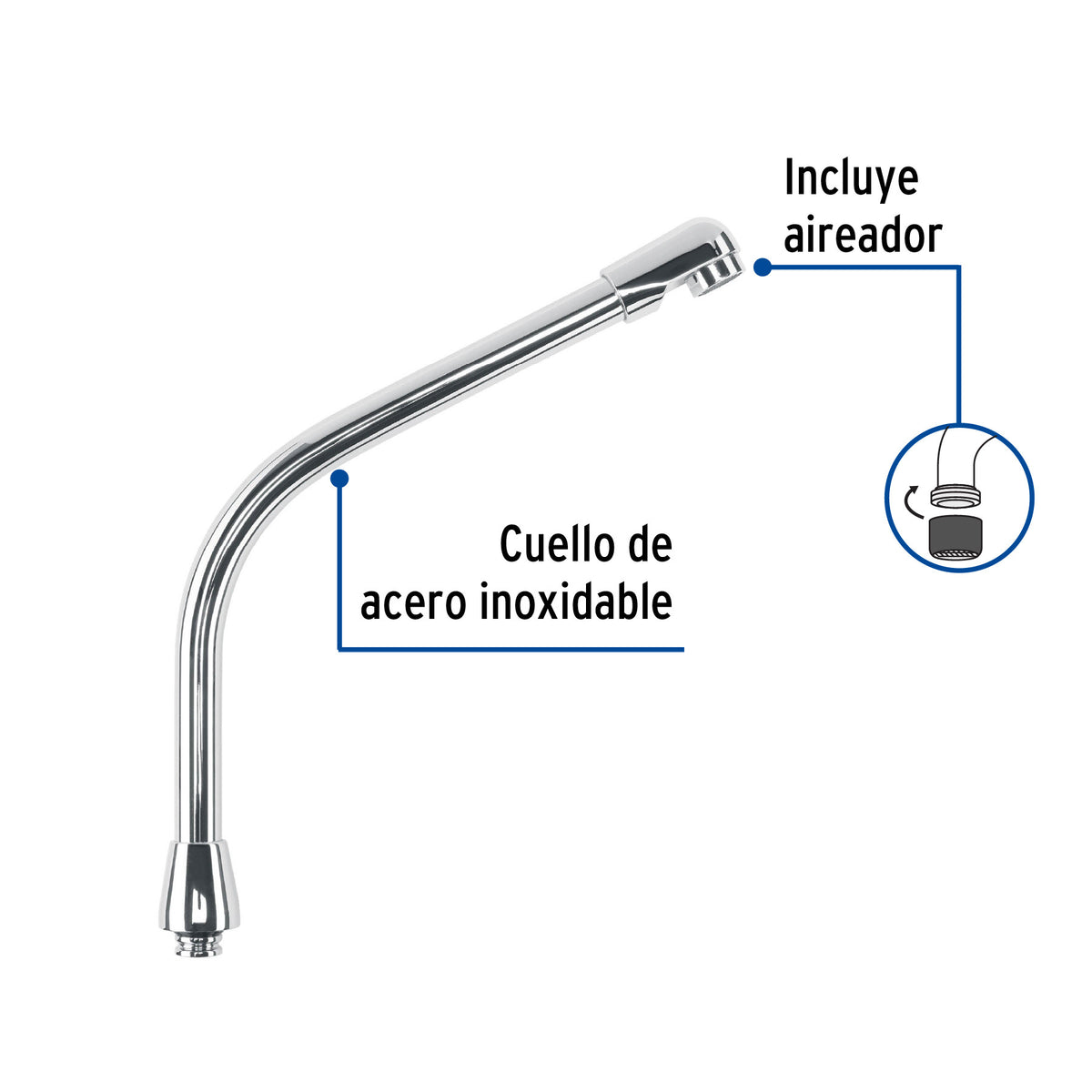 Cuello tipo cobra para mezcladora de fregadero, cromo, AQUA