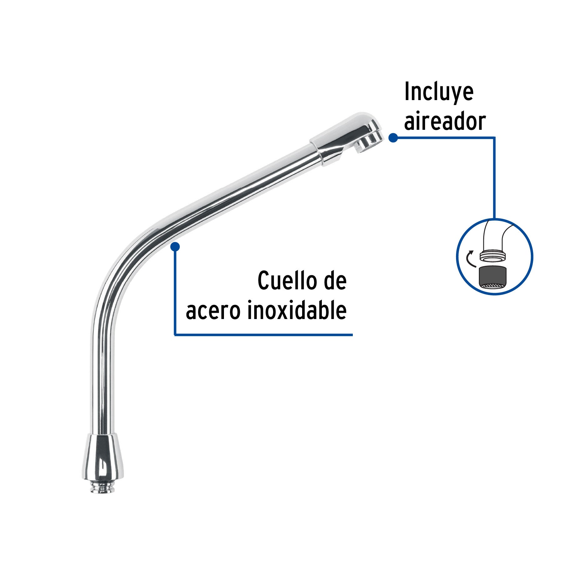 Cuello tipo cobra para mezcladora de fregadero, cromo, AQUA