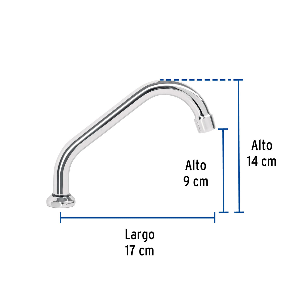 Cuello corto para mezcladora de fregadero, cromo, AQUA