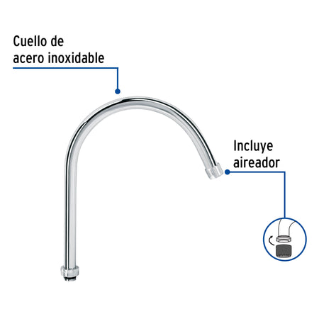 Cuello curvo para mezcladora de fregadero, cromo, AQUA