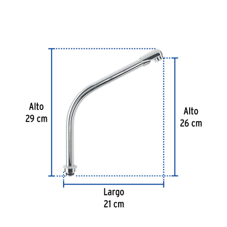 Cuello tipo cobra p/mezcladora de fregadero de manerales hex