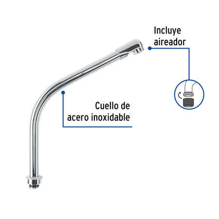 Cuello tipo cobra p/mezcladora de fregadero de manerales hex