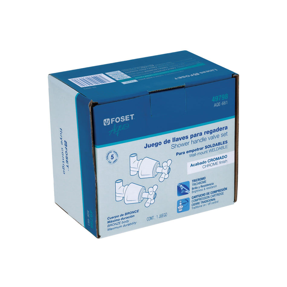 Juego llaves empotrar soldables, cruceta, AQUA