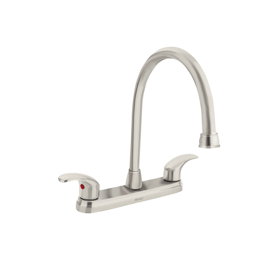 Mezcladora fregadero 8" satin cuello largo palanca AQUA