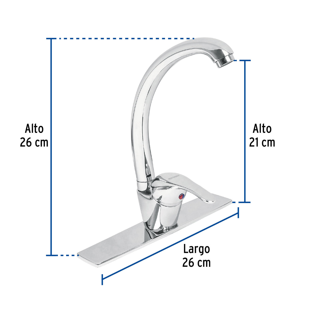 Monomando fregadero cromo cuello curvo AQUA