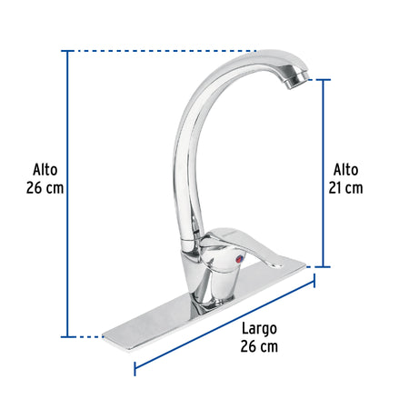 Monomando fregadero cromo cuello curvo AQUA