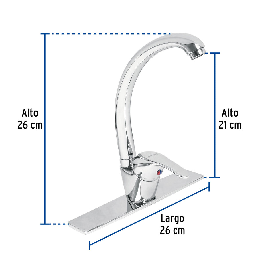Monomando fregadero cromo cuello curvo AQUA