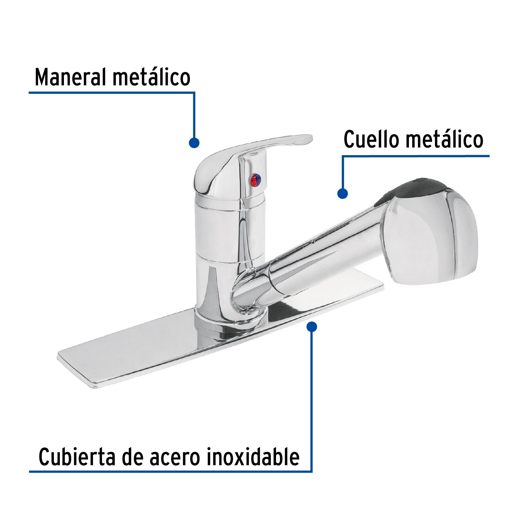 Monomando fregadero cromo cuello extraible AQUA
