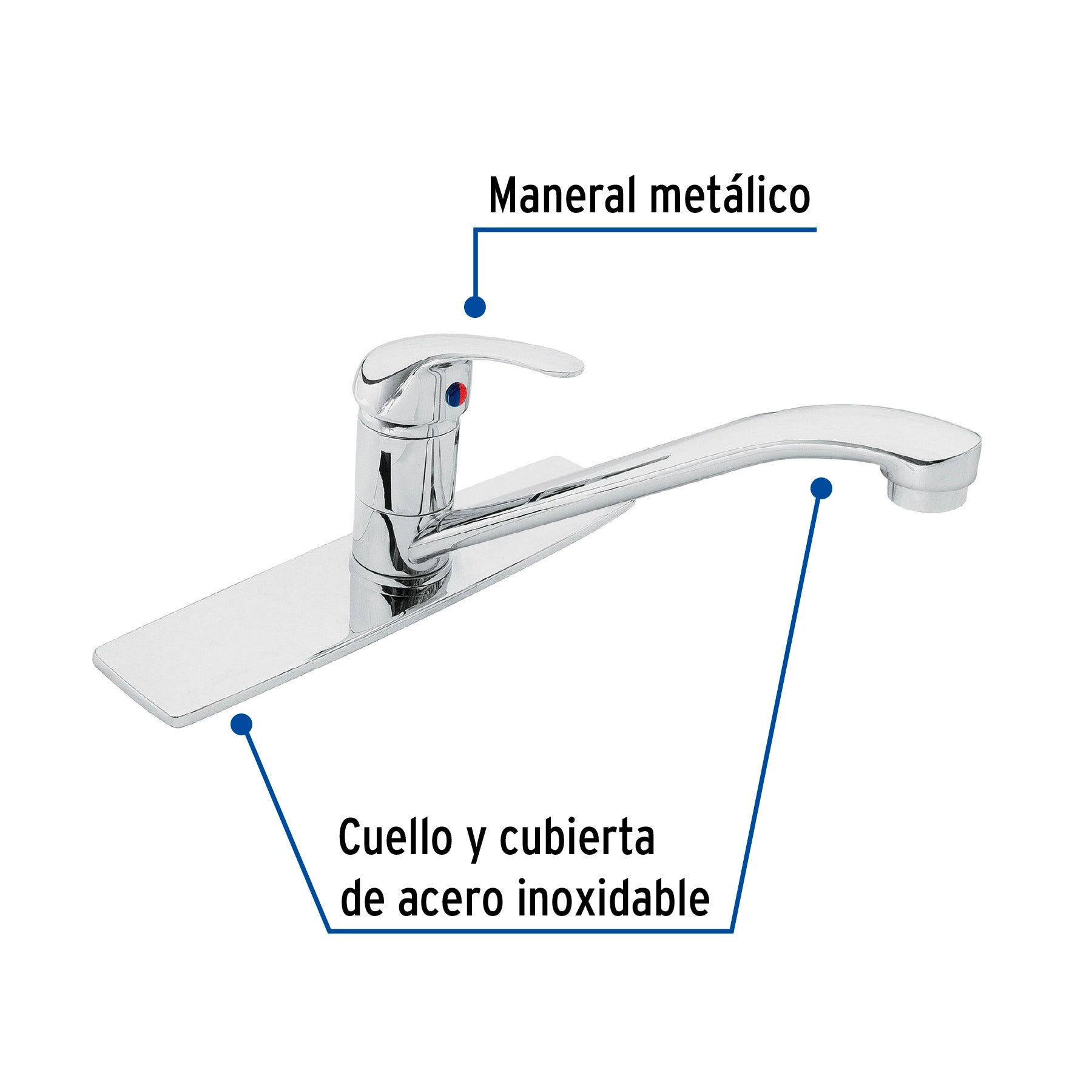 Monomando fregadero cromo cuello recto AQUA