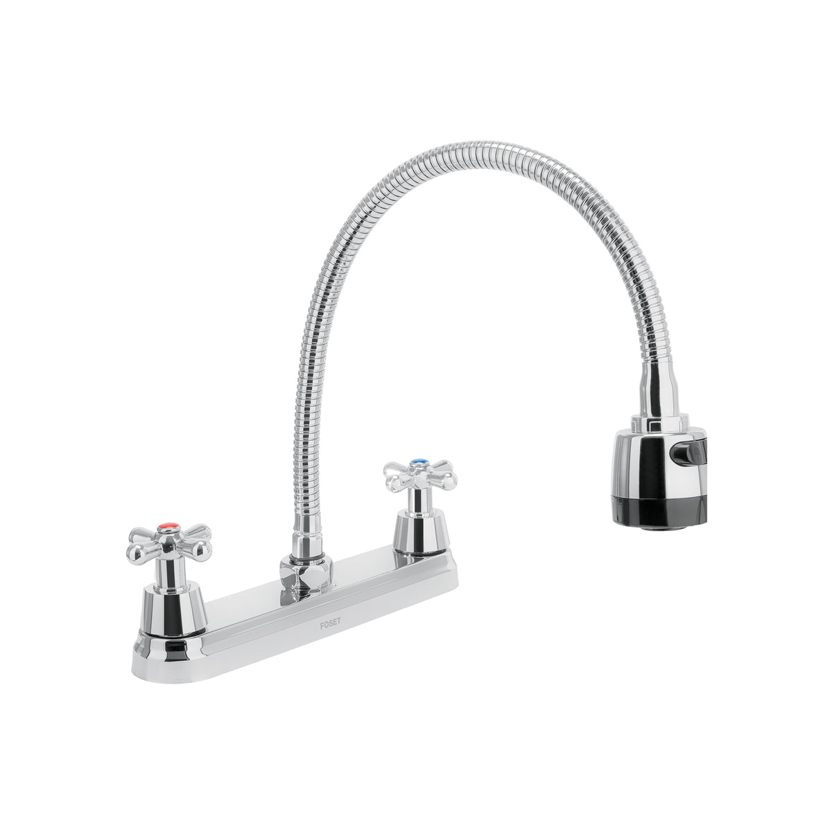 Mezcladora fregadero 8" cromo cuello flexible crucetaAQUA