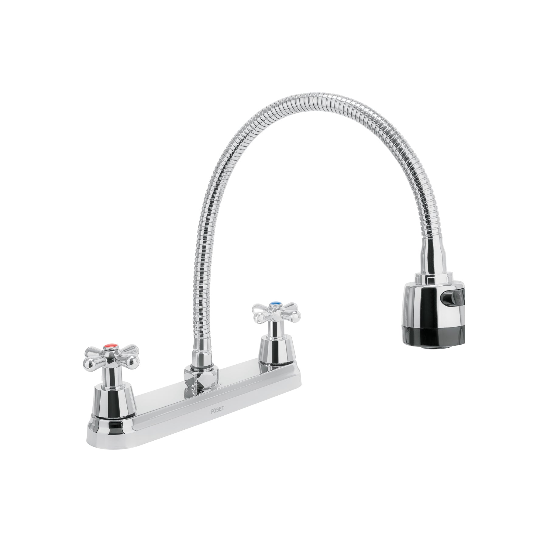 Mezcladora fregadero 8" cromo cuello flexible crucetaAQUA