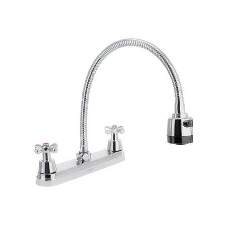 Mezcladora fregadero 8" cromo cuello flexible crucetaAQUA