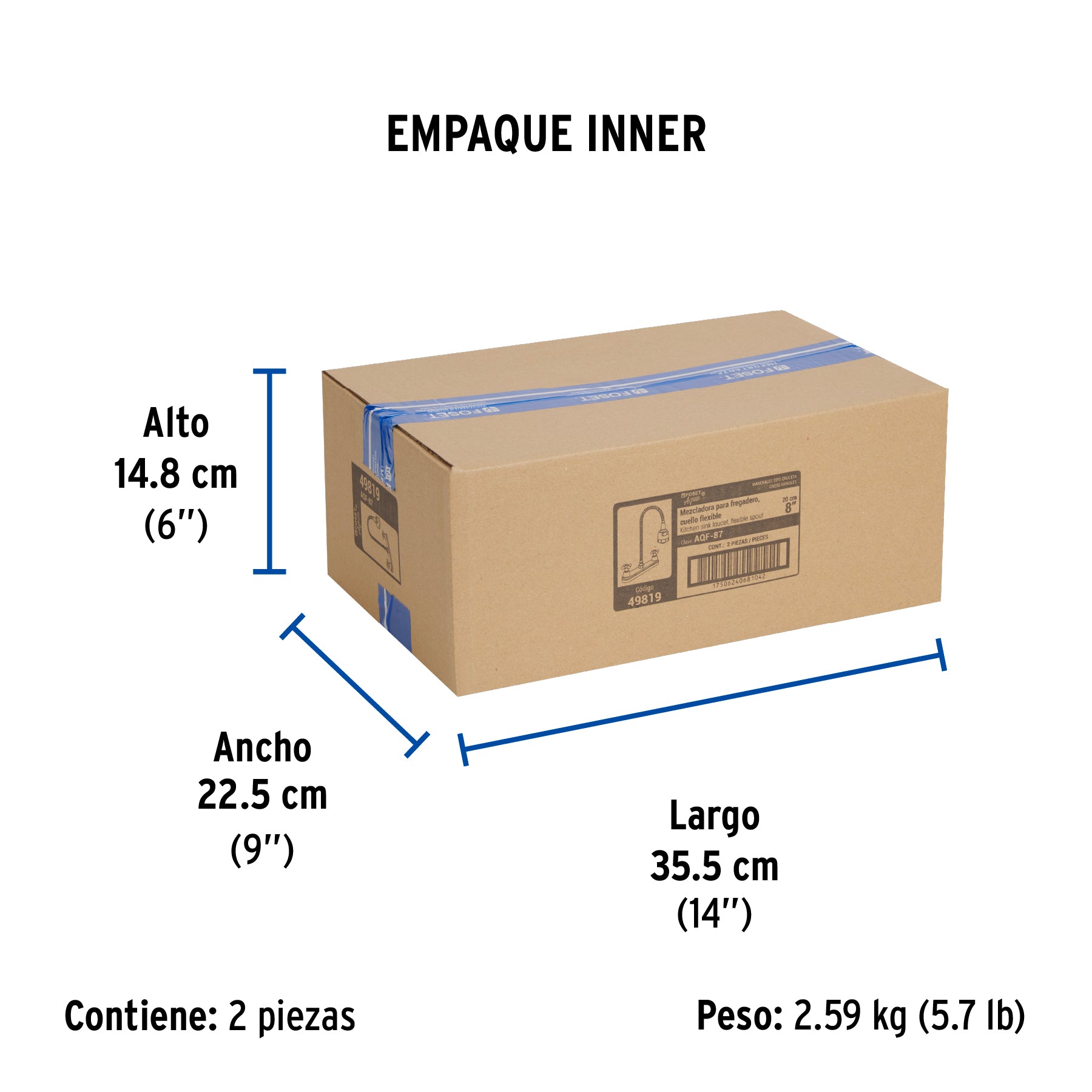 Mezcladora fregadero 8" cromo cuello flexible crucetaAQUA