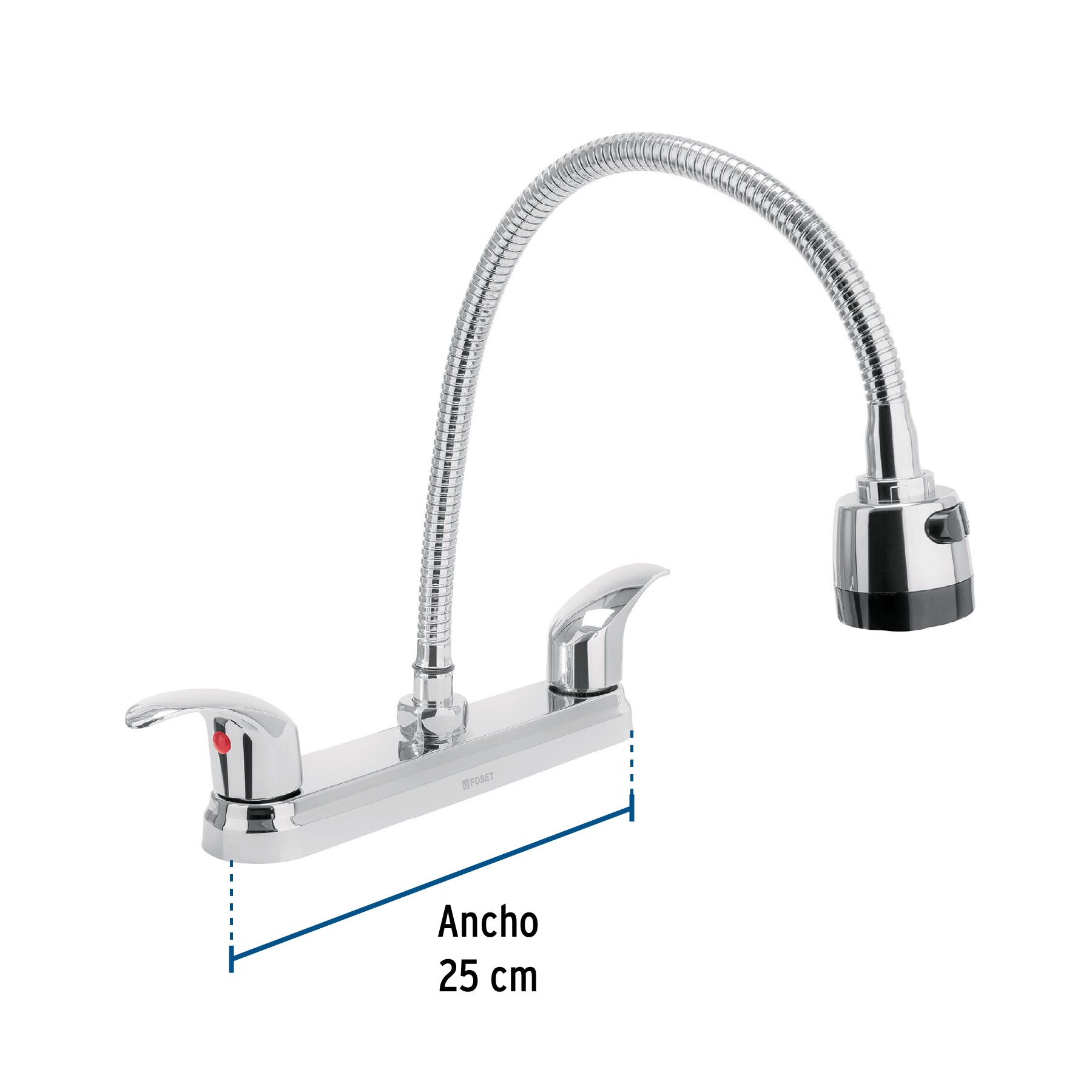 Mezcladora fregadero 8" cromo cuello flexible palancaAQUA
