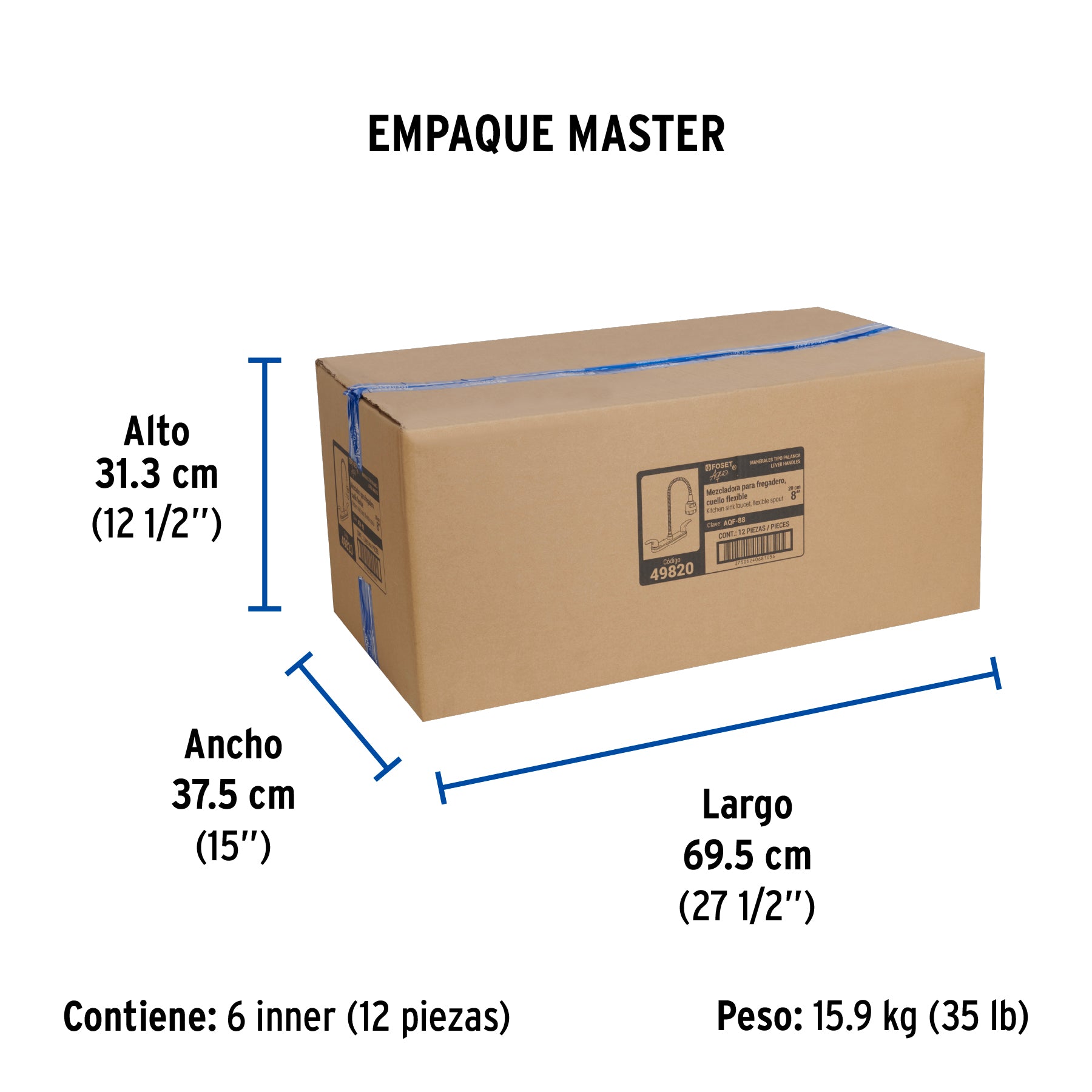 Mezcladora fregadero 8" cromo cuello flexible palancaAQUA