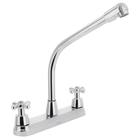 Mezcladora fregadero 8" cromo cuello cobra cruceta AQUA