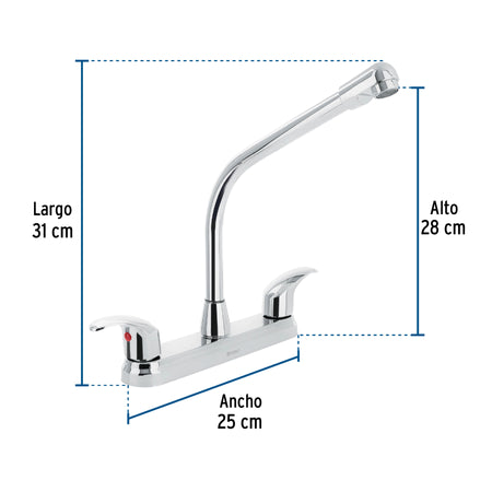 Mezcladora fregadero 8" cromo cuello cobra palanca AQUA