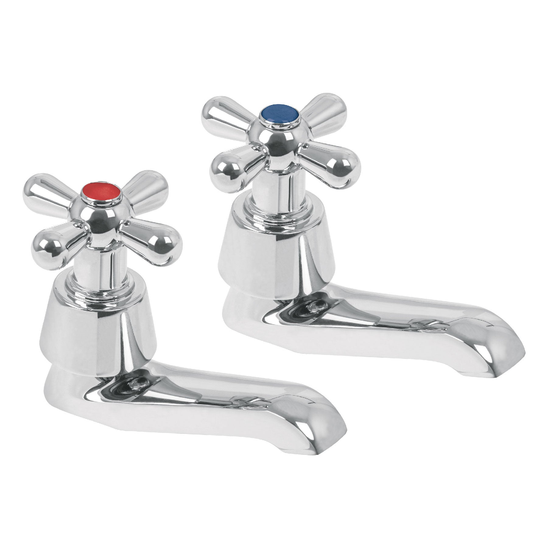 Juego 2 llaves individuales para lavabo cromo crucetaAQUA