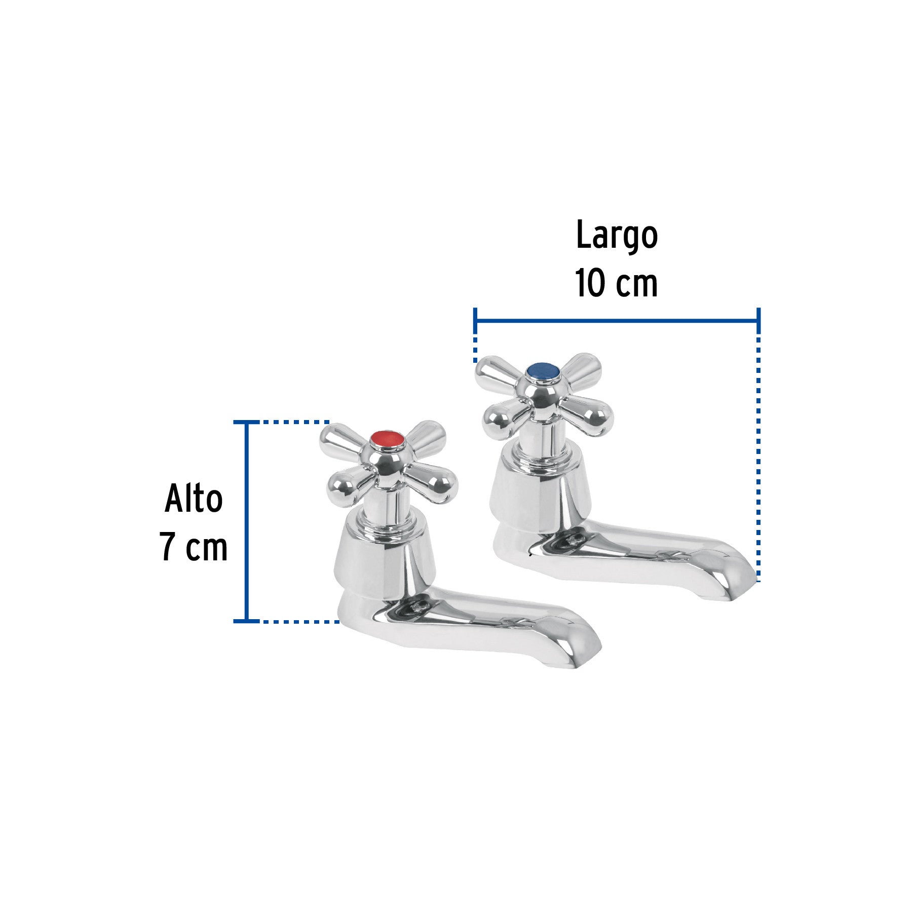 Juego 2 llaves individuales para lavabo cromo crucetaAQUA